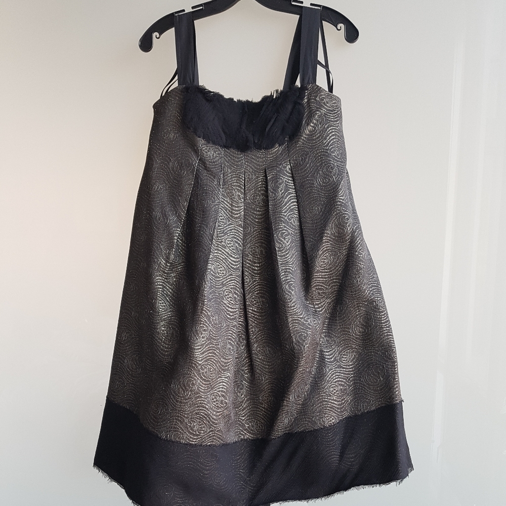 BCBG MAXAZRIA Gold baby doll dress, TIE BACK